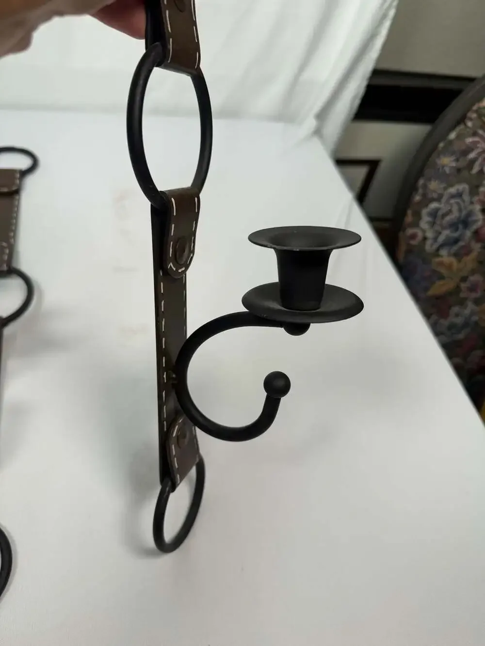 Vintage Equestrian Style Metal Wall Candle Sconces Set of 2